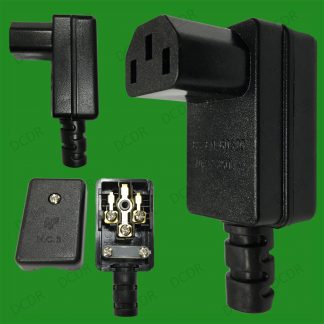 Heavy Duty Right Angle IEC Female C13 10A Connector, 90 Degree Kettle PC Socket