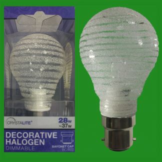 6x 28W Dimmable Halogen Decorative Horizontal Striped GLS Light Bulb BC B22 Lamp