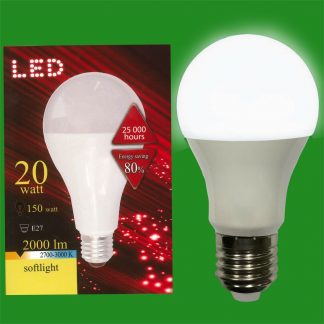 4x 20W (=150W) LED 2700K Warm White GLS ES E27 Edison Screw Light Bulb Lamp