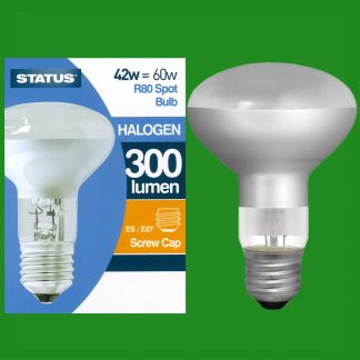 100x 42W (=60W) Halogen R80 Dimmable Pearl Reflector Spot Light Lamp ES E27 Bulb