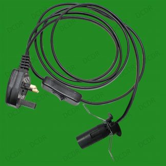 E14 SES Black UK Plug Light Bulb Holder Inline Switch Desk Table Salt Lamps