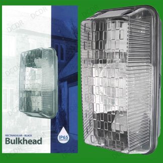 Outdoor Rectangular Black IP65 Bulkhead, Vandal Resistant Security Wall Light