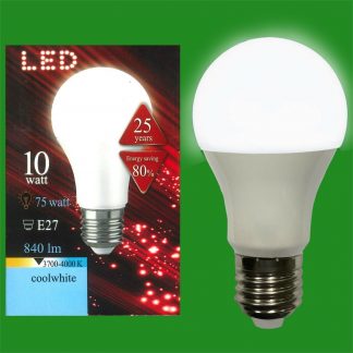10W (=75W) LED 4000K Cool White GLS ES E27 Edison Screw Light Bulb Lamp