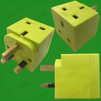 Light Green 2 Way 13 Amp UK Mains 3 Pin Plug Socket Splitter Adaptor, TV, Laptop