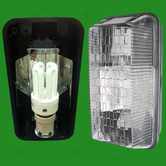 Outdoor Rectangular Black IP65 Bulkhead & 15W Dusk To Dawn Sensor CFL Light Bulb