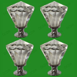 8x Large Clear Crystal Knobs Glass Drawer Cupboard Cabinet Sideboard Desk