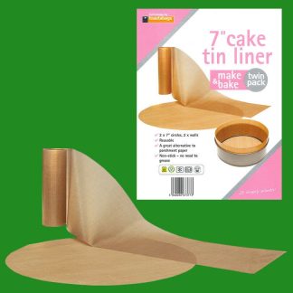 2x 7" Inch Reusable Non-Stick Beige Cake Tin Liners Make & Bake
