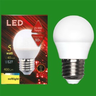 5W (=40W) LED 2700K Soft White Golf Ball ES E27 Edison Screw Light Bulb Lamp