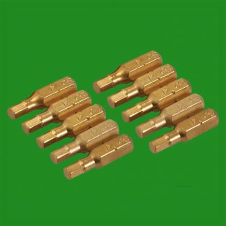 6x No. 4x25mm Gold Screwdriver Bits Titanium Coated 1/4" Hex Drive S2 Steel