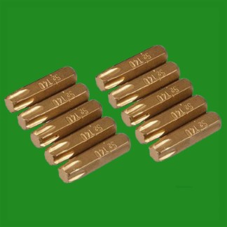 8x T40 25mm Gold Screwdriver Bits Titanium Coated 1/4" Torx Drive S2 Steel