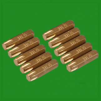 10x T40 25mm Gold Screwdriver Bits Titanium Coated 1/4" Torx Drive S2 Steel