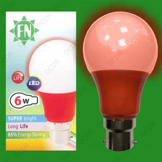 10x 6W LED Red Coloured GLS A60 Light Bulb Lamp BC B22, Low Energy 110 - 265V