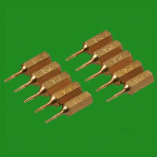 10x T4 25mm Gold Screwdriver Bits Titanium Coated 1/4" Torx Drive S2 Steel