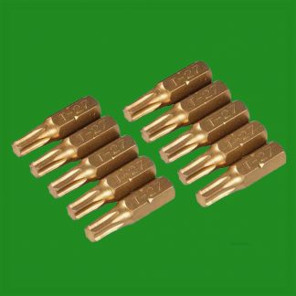 2x T27 25mm Gold Screwdriver Bits Titanium Coated 1/4" Torx Drive S2 Steel