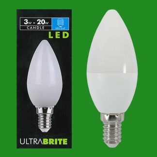 10x 3W (=20W) Ultrabrite LED Candle Light Bulb SES E14 Lamp 3000K Warm White