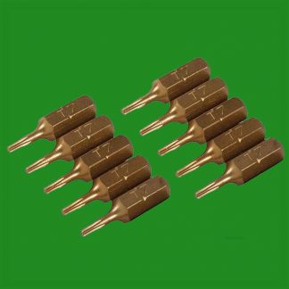 6x T7 25mm Gold Screwdriver Bits Titanium Coated 1/4" Torx Drive S2 Steel