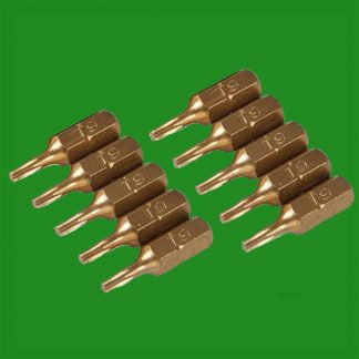6x T9 25mm Gold Screwdriver Bits Titanium Coated 1/4" Torx Drive S2 Steel