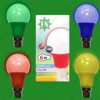 4x 4 Pack LED Coloured GLS A60 LED B22 Light Bulb Lamp, Red, Yellow, Green, Blue