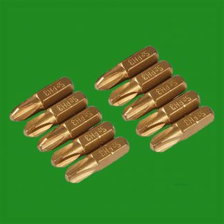 10x PH3 25mm Phillips Gold Screwdriver Bits Titanium Coated 1/4" Drive S2 Steel