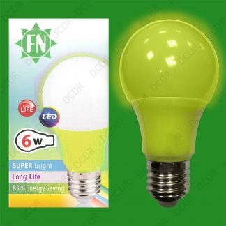 2x 6W LED Yellow Coloured GLS A60 Light Bulb Lamp ES E27, Low Energy 110 - 265V