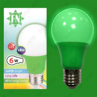 8x 6W LED Green Coloured GLS A60 Light Bulb Lamp ES E27, Low Energy 110 - 265V