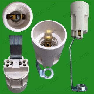 100x E14 Stemed Lamp Holder, White SES Light Bulb Chandelier Socket100mm x 23mm