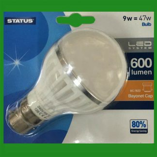 1x 9W (=47W) Pearl LED GLS Globe Bayonet Cap BC B22 Light Bulb Lamp, 600lm