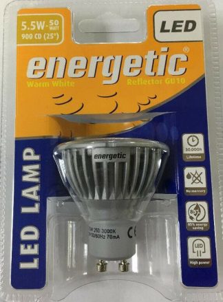 1x 5.5W = 50W 3000K Warm White Reflector GU10 Warm White LED Lamp Light Bulb