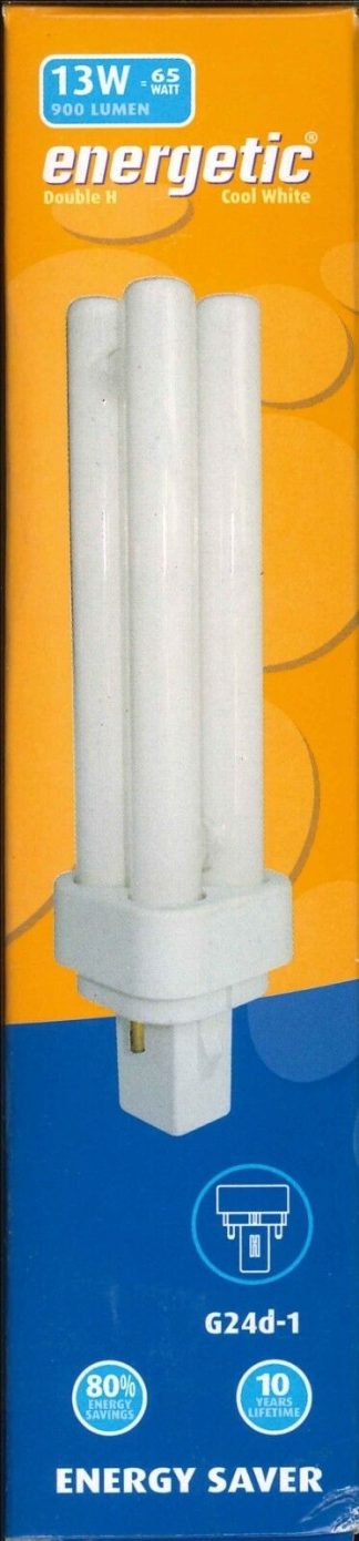 13W = 65W G24d-1 Cool White Energy Saver Double H Shaped Tube Light Bulb Lamp