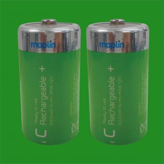 Maplin Twin Pack 1.2V Rechargeable C Batteries, 3000mAh, Ni-MH