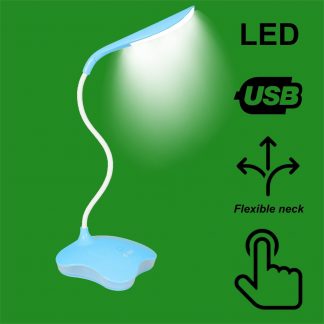 Blue LED ON OFF Touch Sensor USB/Battery Desk Light Lamp & Nightlight Function