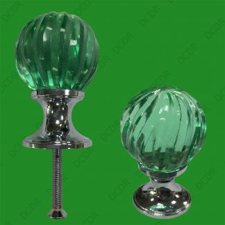 4x Clear Green Glass Crystal Swirl Door Drawer Cupboard Pull Knob Handle