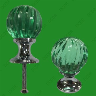 6x Clear Green Glass Crystal Swirl Door Drawer Cupboard Pull Knob Handle