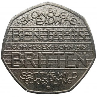 2013 UK 50p Composer Benjamin Britten 100 Years Anniversary Fifty Pence Coin