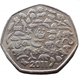 2011 UK 50p WWF World Wide Fund for Nature 50 Year Anniversary Fifty Pence Coin