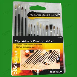 15 Piece Artist Paint Brush Set, Flat & Tipped Different Size and Length Brushes