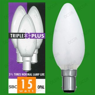 8x 15W Opal Incandescent Dimmable Chandelier Candle Light Bulbs, SBC, B15 Lamps