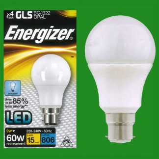 16x 9W (=60W) LED GLS 6500K Daylight Opal BC B22 Bayonet Cap Light Bulb Lamp