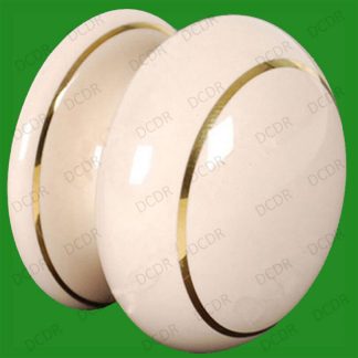 12x 40mm Cream / Buttermilk Ceramic Cabinet Drawer Cupboard Door Knobs Gold Ring