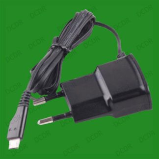 Black EU Europe 2 Pin Mains Wall Travel Adaptor, Micro USB Charger, 100 - 240V