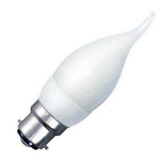 5x 7W CFL Bent Tip Candle BC B22 Bayonet Cap Light Bulb Lamp