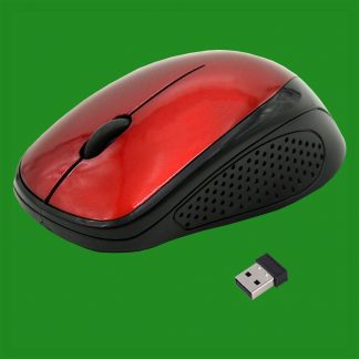 Maplin Wireless Optical Sensor Red Mouse 3 Button 1200 DPI Batteries Included