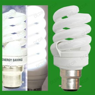 2x 11W (=40W) Daylight 6400K SAD White Light Bulbs Low Energy CFL, BC B22 Lamps