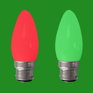 5x 40W (1x Green & 4x Red) Colour Pearl Candle BC B22 Bayonet Cap Light Bulb