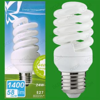 4x 24W Daylight SAD Low Energy CFL 6500K White Light Spiral Bulbs ES E27 Lamps