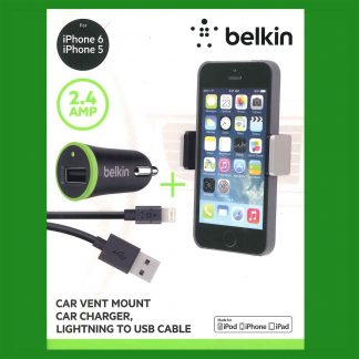 Belkin Rotating Car Vent Mount, Charger & Lightning USB Cable Apple iPhone 5,6,7
