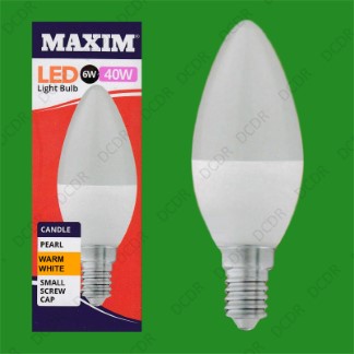 8x 6W (=40W) LED Pearl 2700K Warm White SES E14 Candle Light Bulb Lamp