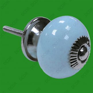 2x 40mm Crowned Light Blue Ceramic Round Knob Door Drawer Cupboard Pull Handle