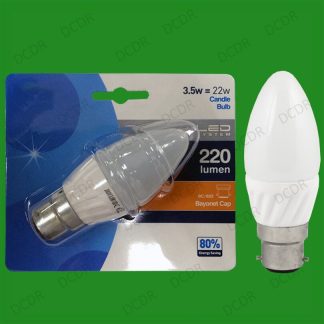 6x 3.5W LED Ultra Low Energy, Instant On, Pearl Candle Light Bulb, BC B22 Lamp