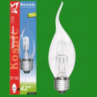 4x 42W (=60W) Dimmable Halogen Bent Tip Clear Candle Light Bulbs ES E27 Lamps